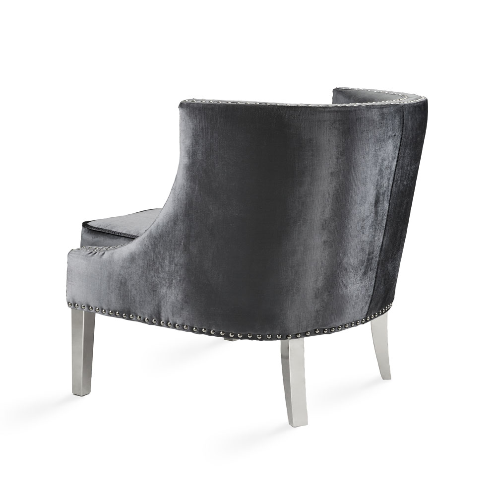 Lucy Accent Chair: Charcoal Velvet